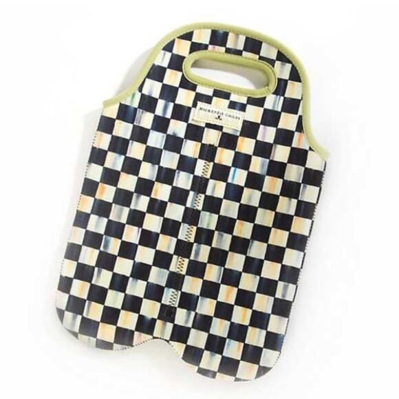 Mackenzie-Childs Checkered Insulated Double Wine Tote - Picture 1 of 1